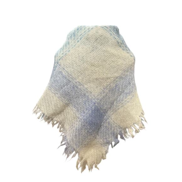 Avoca Handweavers Cozy Shawl Wrap Small Lap Blanket Blue Wool 36" Square Ireland - Picture 2 of 9